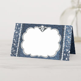 Cartão De Mesa Denim e Diamante