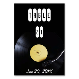 Cartão de Mesa: Disco de Vinil no Toca-Discos. Tem