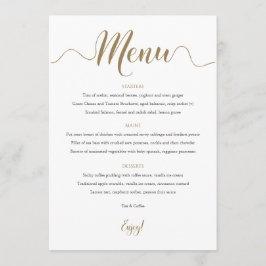 Cartão de Mesa do Menu de Casamento Dourado