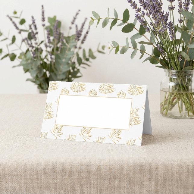 Cartão de mesa do nome de convidado da recepção de (Fern leaf wedding reception guest name table card. place card)