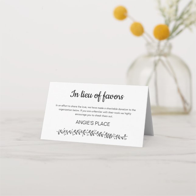 Cartão De Mesa Doação de Caridade com Mesa Número Casamento (Verso)