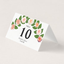 Cartão de Mesa Dobrável de Flores de Louro e Rosa