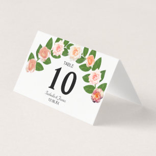 Cartão de Mesa Dobrável de Flores de Louro e Rosa 