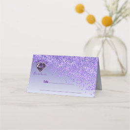 Cartão De Mesa Doce 16 Aniversário Glitter Roxo e Gema Roxo