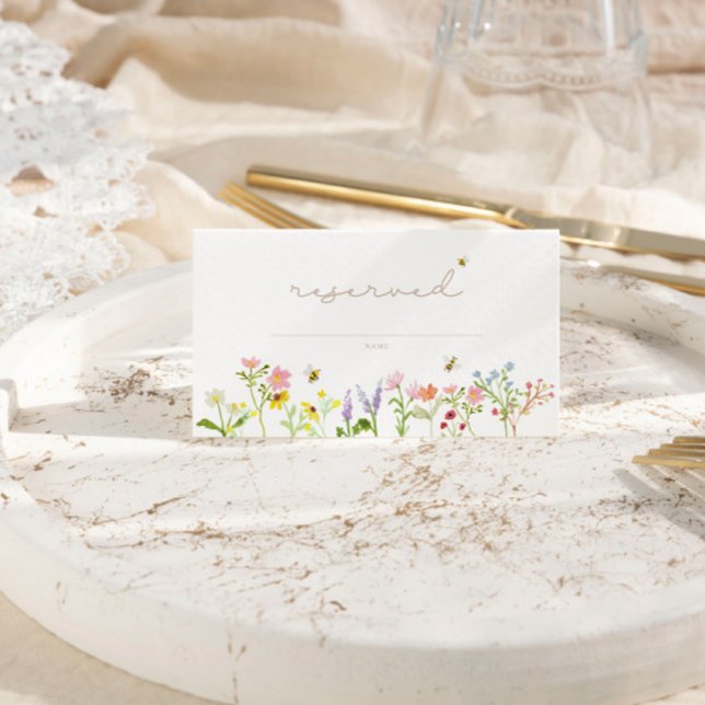 Cartão De Mesa Doce Como Pode Ser Mesa Mínima Moderna (A stunning wildflower + bumblebee place card for your baby shower.)