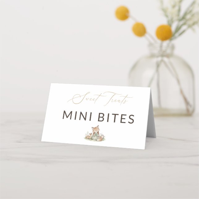 Cartão De Mesa Doces Mini Bites da Rapariga da Raposa da Floresta (Frente)