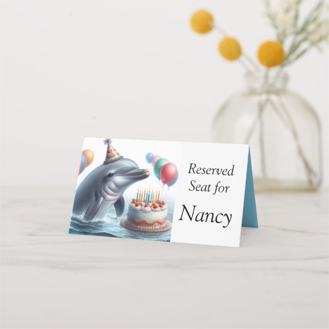 Cartão De Mesa Dolphin Birthday (Frente)