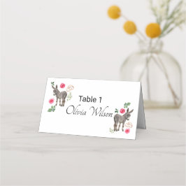 Cartão De Mesa Donkey Pink Floral Rustic Wedding
