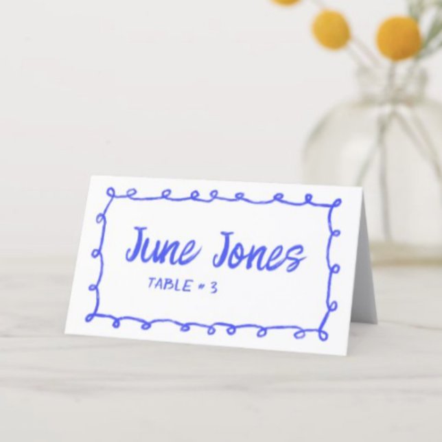 Cartão De Mesa Doodle do Loops Mensal Bat Mitzvah (Messy Loops Doodle Handmade Bar Bat Mitzvah Place Card
)
