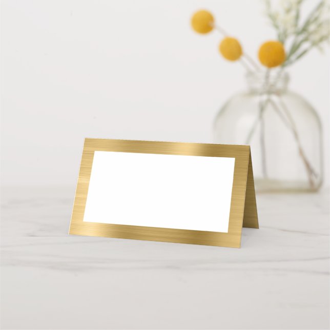 Cartão De Mesa Dourado Branco e Folha de Ouro Falsa (Frente)