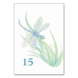 Cartão de Mesa Dragão Azul Verde Aquarela Casament