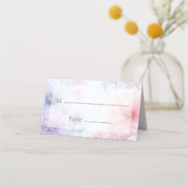 Cartão De Mesa Dreamy Pink Blue Watercolor Fantasy Floral Fine