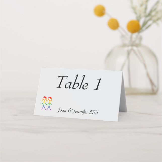 Cartão De Mesa Duas Brides Rainbow Love (Frente)