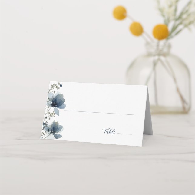 Cartão De Mesa Dusty Blue Botanical Wedding (Frente)
