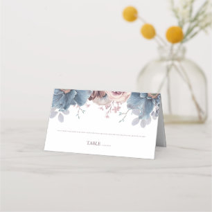 Cartão De Mesa Dusty Blue e Mauve Floral Wedding