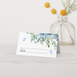Cartão De Mesa Dusty Blue Flowers Wedding 