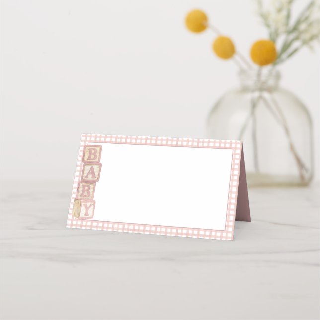 Cartão De Mesa Dusty Rose Baby Blocks Blank Food Labels &  (Frente)