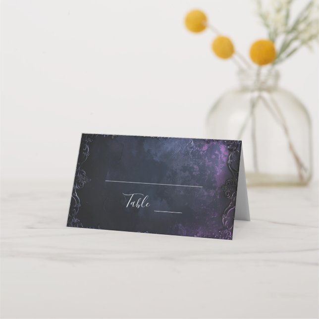 Cartão De Mesa Elegância Gótica de Meia-Noite Escura (Frente)