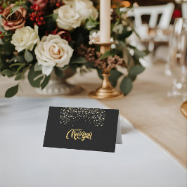 Cartão De Mesa Elegant Black Personalized Folded Place Card