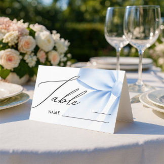 Cartão De Mesa Elegant Blue Bow Modern Wedding Table Number Place