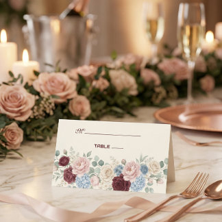 Cartão De Mesa Elegant Burgundy Rose Chic Wedding