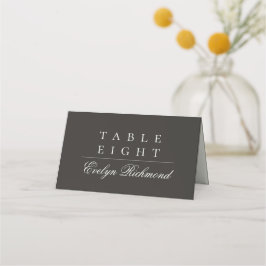 Cartão De Mesa Elegant Charcoal Ivory Script Folded Wedding