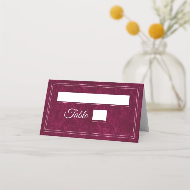 Cartão De Mesa Elegant Classic Burgundy Berry Wedding (Frente)