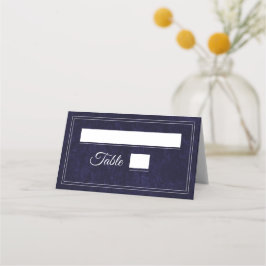 Cartão De Mesa Elegant Classic Navy Blue Wedding