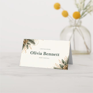Cartão De Mesa Elegant Evergreen Gold Christmas Place Card