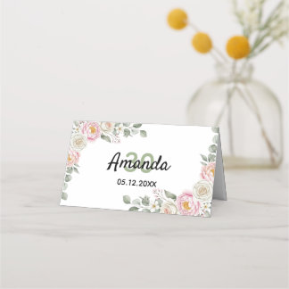 Cartão De Mesa Elegant Floral Place Card and Table Number Tent