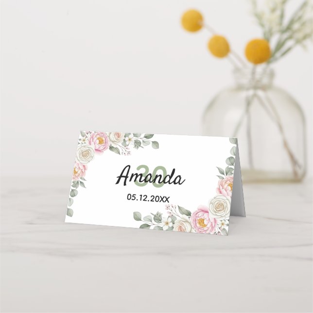 Cartão De Mesa Elegant Floral Place Card and Table Number Tent (Verso)