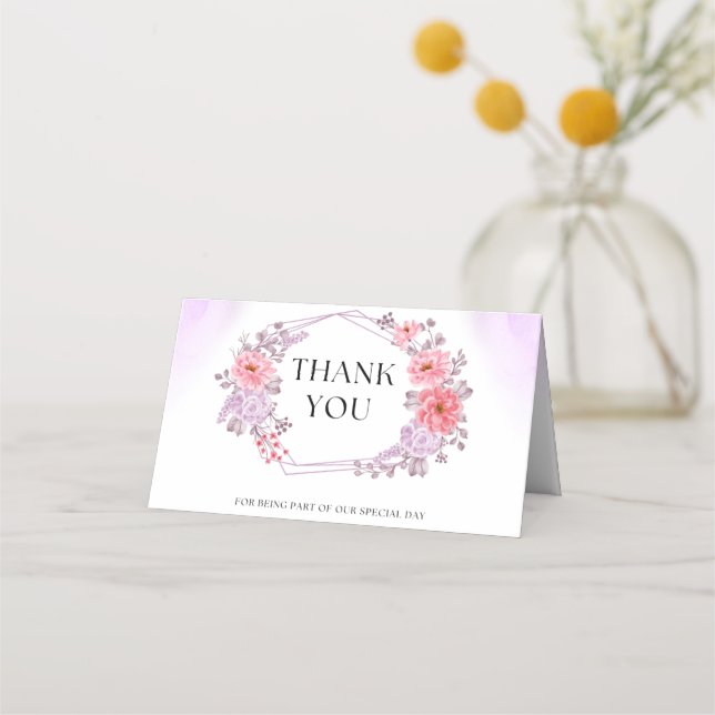 Cartão De Mesa Elegant Floral Thank You Card   (Frente)