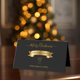 Cartão De Mesa Elegant Gold Merry Christmas Personalized
