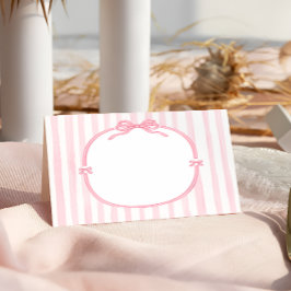 Cartão De Mesa Elegant Pink Bow Coquette Birthday