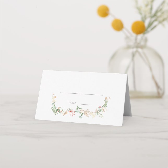 Cartão De Mesa Elegant Wildflower Floral Place Card (Frente)