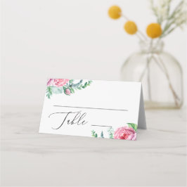 Cartão De Mesa Elegante água-forte rosa boho floral casamento jar