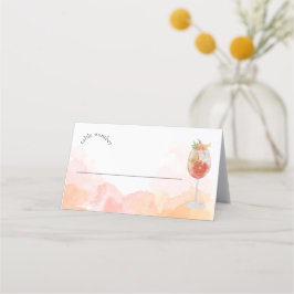 Cartão De Mesa Elegante Aperol Spritz Aquarela para Chá de Noiva