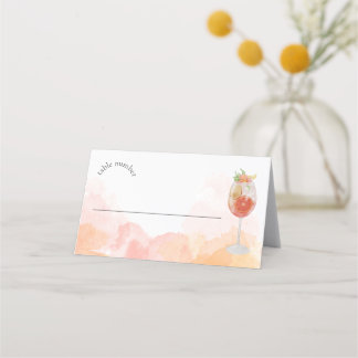 Cartão De Mesa Elegante Aperol Spritz Aquarela para Chá de Noiva