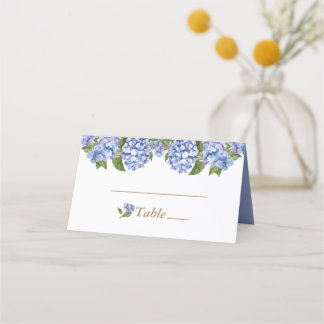 Cartão De Mesa Elegante Blue Hydrangea Floral White Place