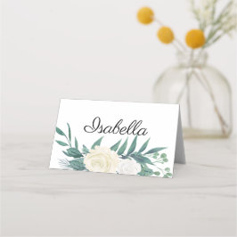 Cartão De Mesa Elegante Blumen Grün Weiss