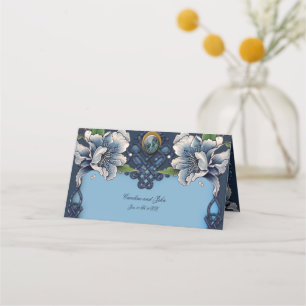 Cartão De Mesa Elegante design celta azul