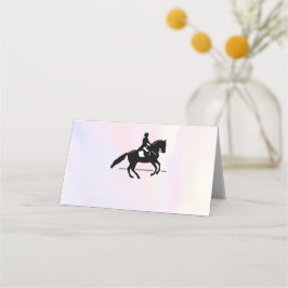 Cartão De Mesa Elegante Dressage Rider em um Fundo de Aquarela