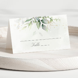 Cartão De Mesa Elegante Eucalyptus Deixa Casamento Dourado Verde