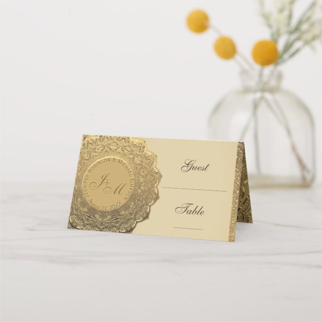 Cartão De Mesa Elegante Faux Gold Foil Look (Frente)