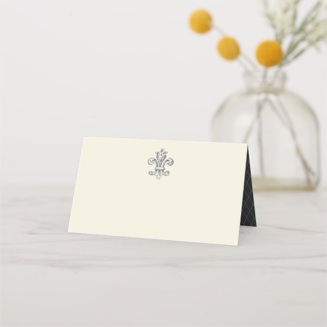Cartão De Mesa Elegante Fleur de Lis Wedding (Verso)