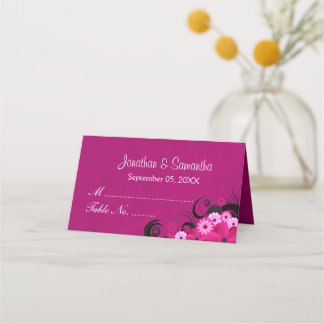 Cartão De Mesa Elegante Hibiscus Floral Dark Fuchsia Dobrou Mesa