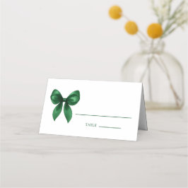 Cartão De Mesa Elegante Laço Coquette Verde Esmeralda Moderno