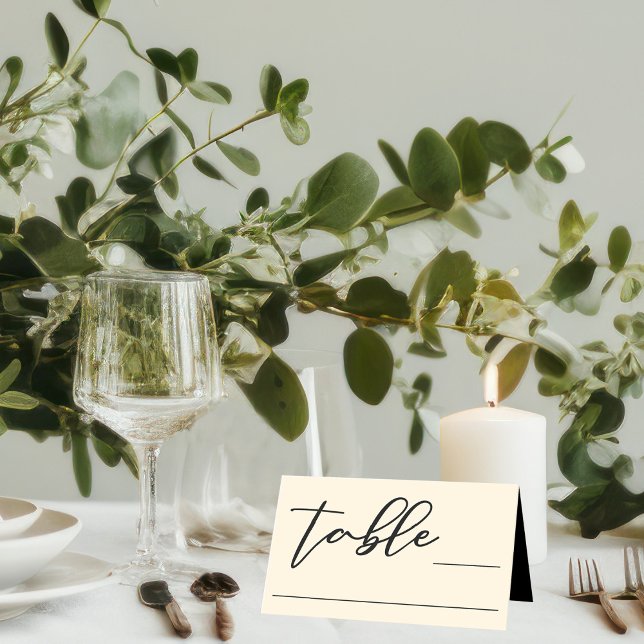 Cartão De Mesa Elegante Mesa de Casamento de Tipografia Minimalis (Criador carregado)