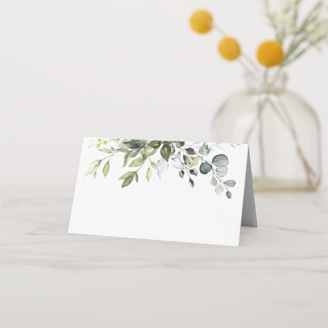 Cartão De Mesa Elegante Mesa de Casamento Eucalyptus Watercolor (Frente)