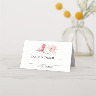 Cartão De Mesa Elegante Mesa de Casamento Floral Magnolias Rosa
